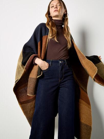 Colour Block Blanket Cape