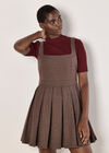 Check Pleated Skater Mini Dress, Burgundy, large