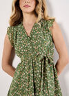 Ditsy Floral Chiffon Mini Dress, Green, large