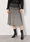 Gradiating Stripe Ribbed Knit Midi Skirt, Black, large
