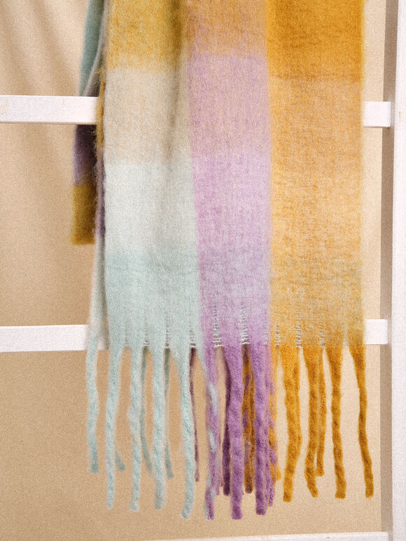 Pastel Colour Block Soft Scarf, Yellow, large
