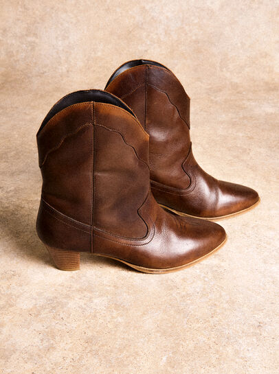 Leather Short Cowboy Boots