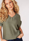 Button Back Slub T-Shirt, Khaki, large