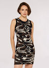 Knitted Swirl Bodycon Mini Dress, Brown, large