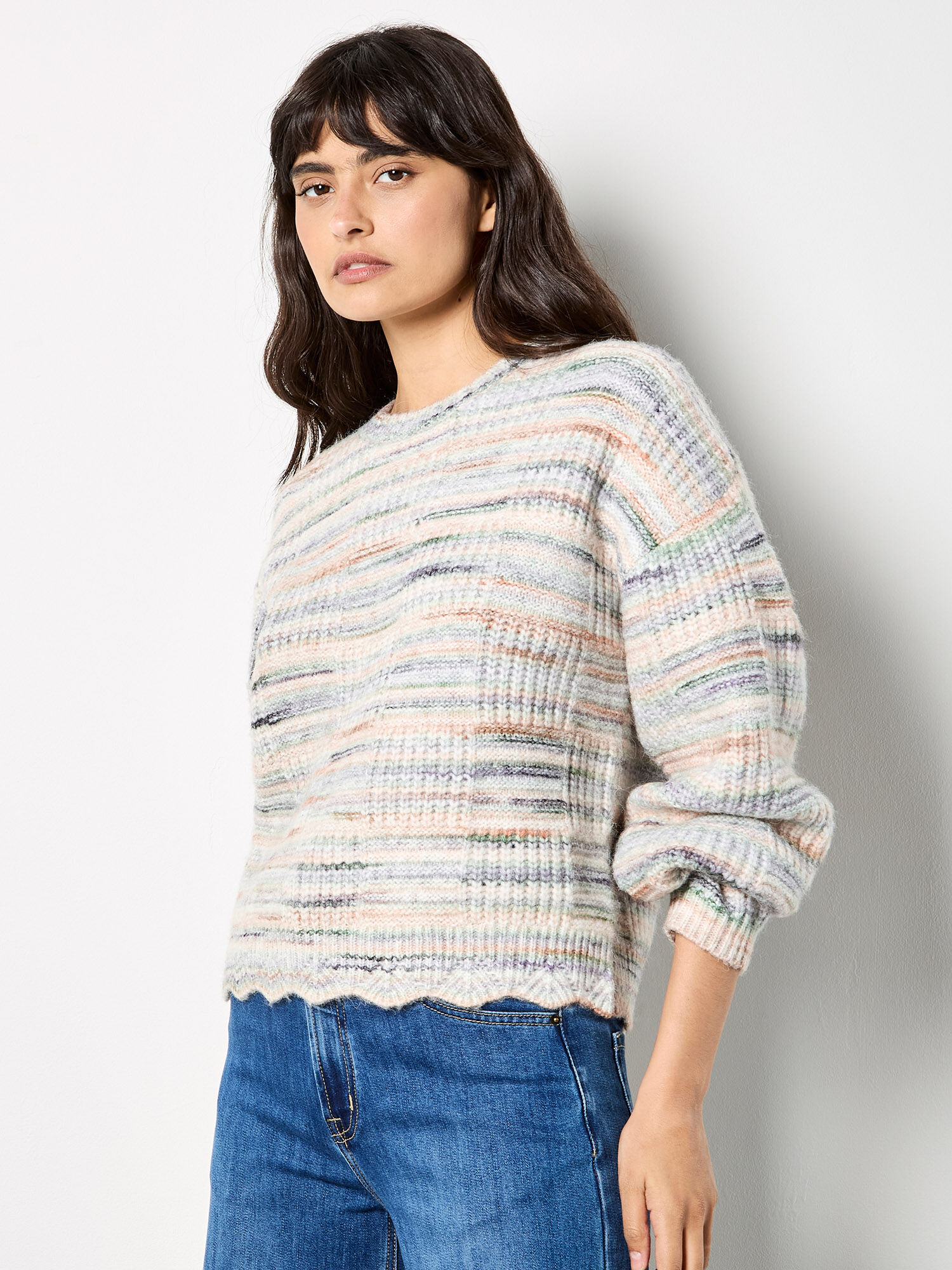 Soft Chunky Knit Space Dye Jumper | Apricot Clothing
