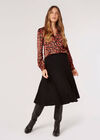 Painterly Floral Wrap Top, Black, large