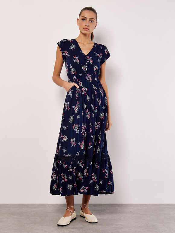 Botanical Bunches Maxi Dress, Navy, large