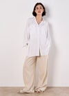 Oversized Longline Shimmer Shirt, White, large