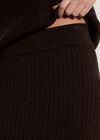 Fine Knit Cable Midi Skirt, Brown, large