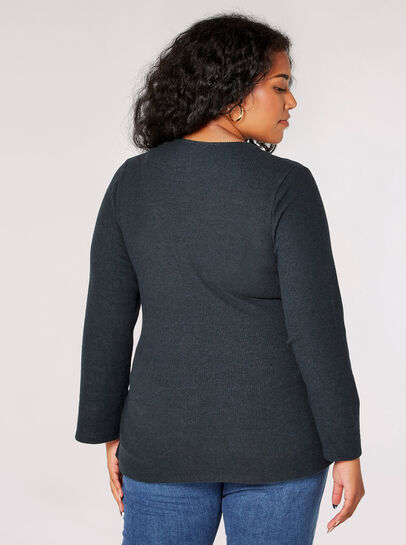Curve Ribbed Jersey Wrap Top