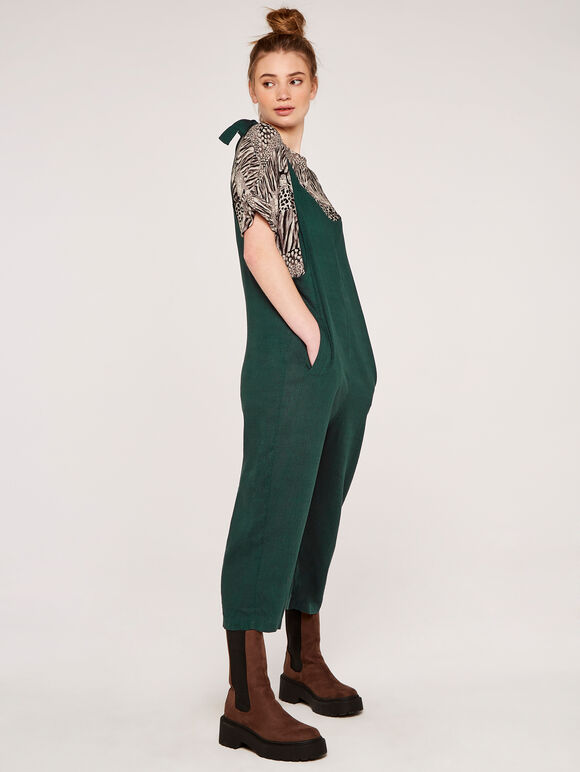 Tie Shoulder Jumpsuit, Green, large