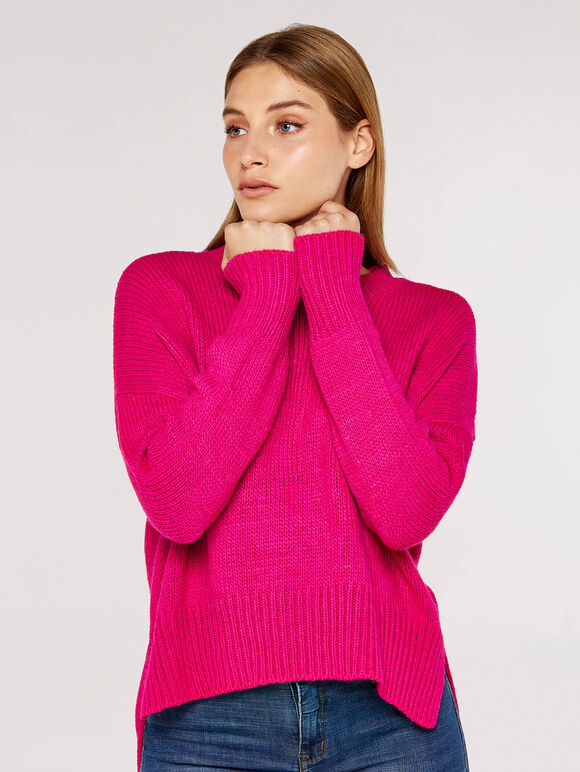 High Low Oversize Jumper, Fuchsia, large
