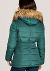 Removable Faux Fur Hood Puffer Jacket, Green, large