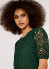 Geometric Lace Shift Dress, Green, large