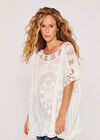 Embroidered Crochet Top, Cream, large