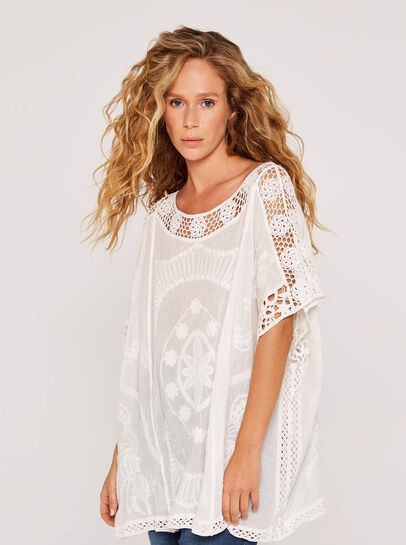 Embroidered Crochet Top