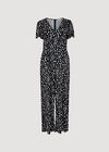 Painterly Dot Wide-Leg Jumpsuit, Navy, large