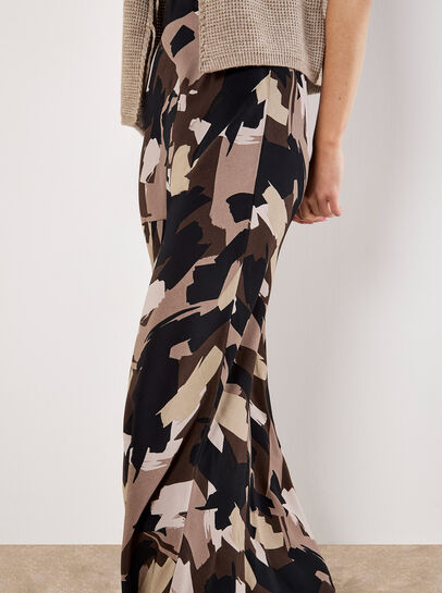 Brushstroke Bias Maxi Skirt