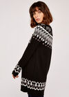 Fairisle Crew Neck Jumper Dress, Black, large