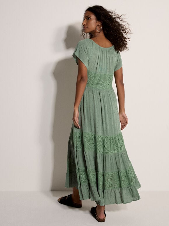 Lace Detail Corset Maxi Dress, Mint, large
