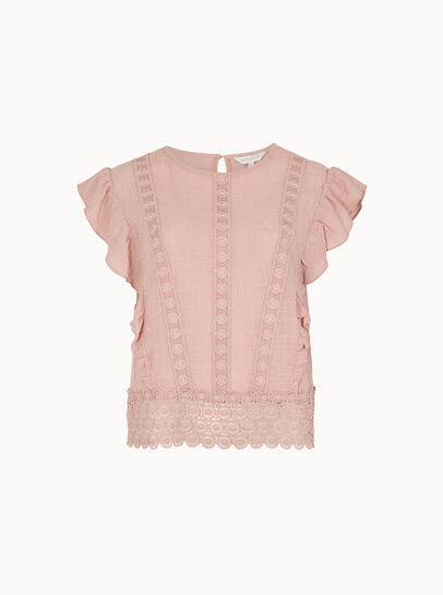 Ruffle Crochet Embroidery Cotton Top