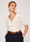 Embroided Cotton Top, Cream, large