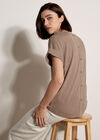 Button Back Textured T-Shirt, Stone, large