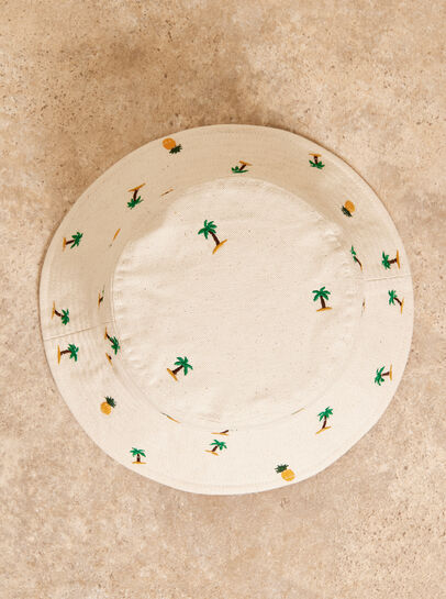 Tropical Palm Embroidered Bucket Hat