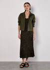 Animal Print Crepe Maxi Slip Dress, Khaki, large