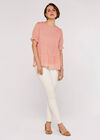 Recycled Crinkle Tiered Top, Pink, large