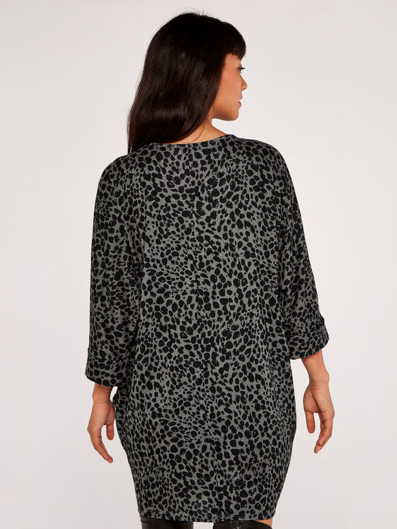 Dot Cocoon Dress, Dark Grey - Charcoal, large