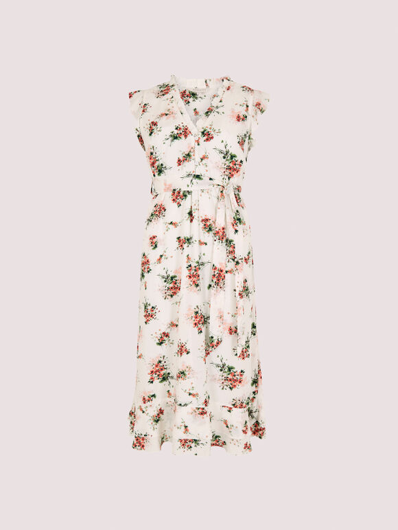 Floral Ditsy Midi Dress, Cream, large