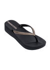 Mesh Wedge Flip Flops, Black, large
