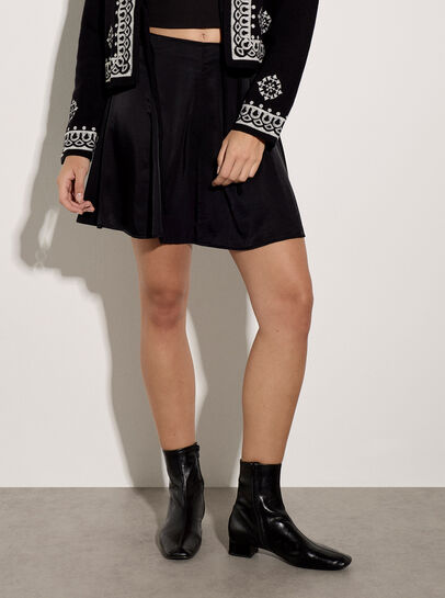 Soft Satin Skater Mini Skirt