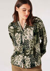 Animal Patchwork Print Blouse, Khaki, large