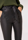 Leather-Look Shiny-Fit Trousers, Black, large