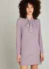Pussybow Neck Detail Shift Dress, Lilac, large