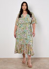Curve Floral Wrap Midi Dress, Mint, large