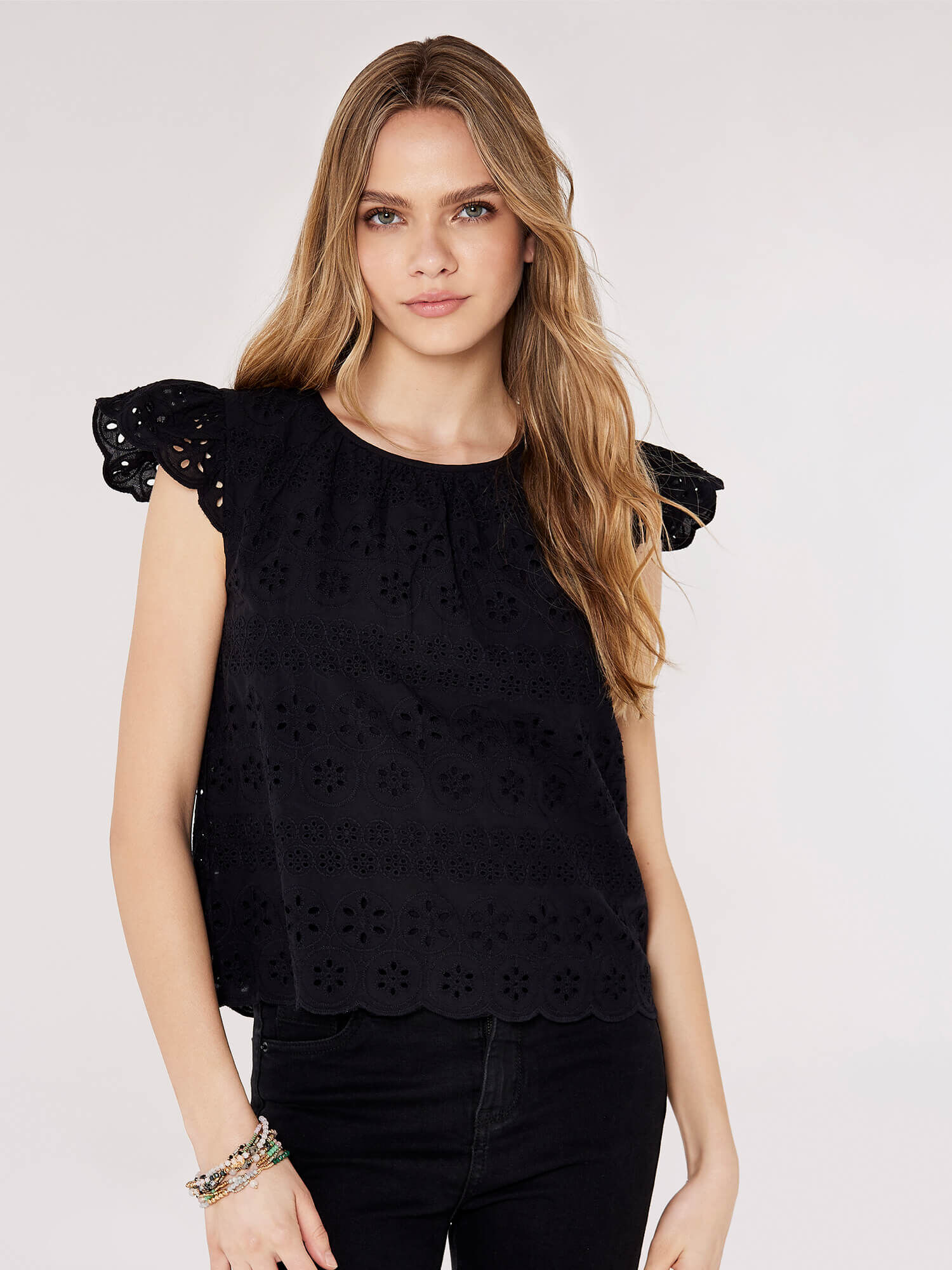 Broderie Anglaise Top Apricot Clothing