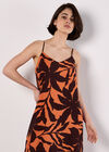 Floral Silhouette Cami Midi Dress, Orange, large