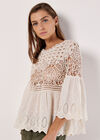 Crochet Lace Cotton Top, Stone, large