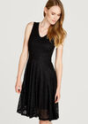 Chevron V-Neck Skater Dress, Black, large