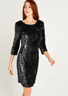 Sequin Bodycon Dress, Black, large