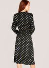 Metallic Gold Spot Midi Dress, Black, large