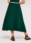 Rope Belt Cotton Midi Skirt, Green, large