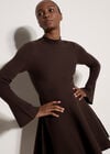 Bell Sleeve Knitted Skater Mini Dress, Brown, large
