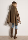 Textured Faux Fur Trim Cape, Brown, large