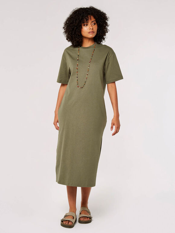T-Shirt Midi Dress, Khaki, large