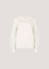 Contrast Organza Sleeves Jumper, White, large