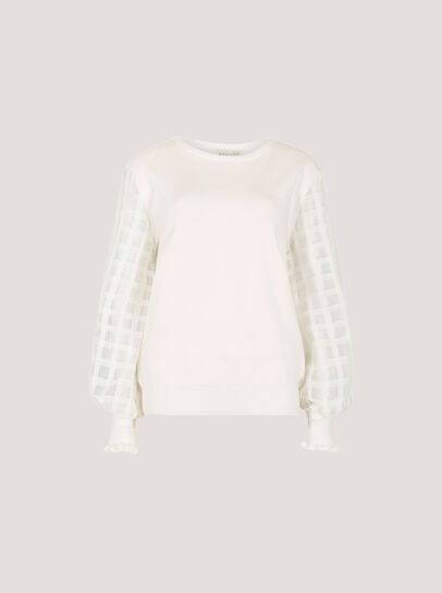 Contrast Organza Sleeves Jumper